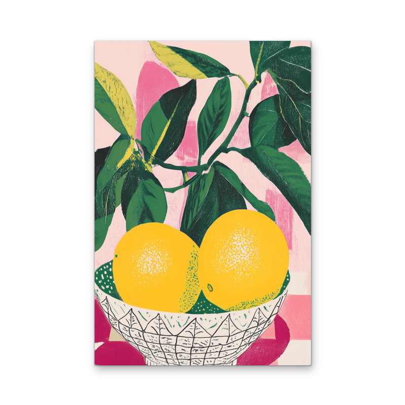 Lemon Blush - Contemporary Pink, Green & Yellow Stretched Canvas or Wall Art Print I Heart Wall Art