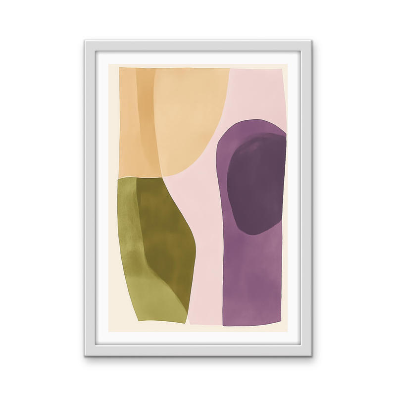 Colourful Layers - Abstract Purple, Green & Yellow Stretched Canvas or Wall Art Print I Heart Wall Art