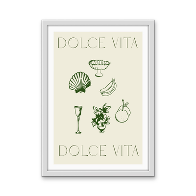 Dolce Vita Green - Green Coastal Quote, Stretched Canvas or Wall Art Print I Heart Wall Art