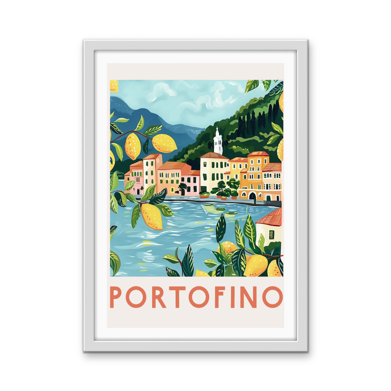 Portofino Travel Poster - Stretched Canvas or Wall Art Print I Heart Wall Art