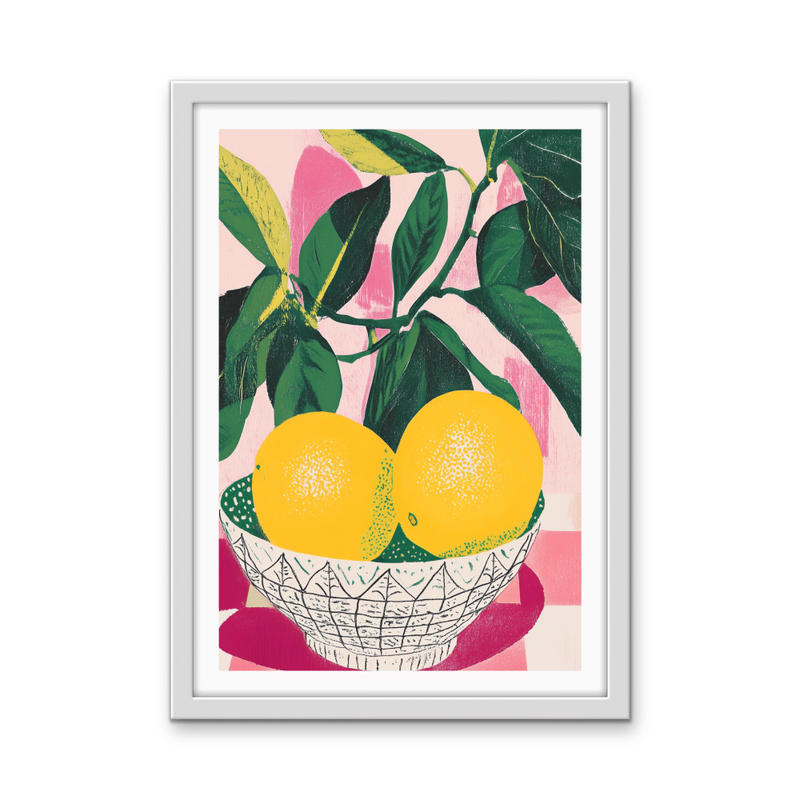 Lemon Blush - Contemporary Pink, Green & Yellow Stretched Canvas or Wall Art Print I Heart Wall Art