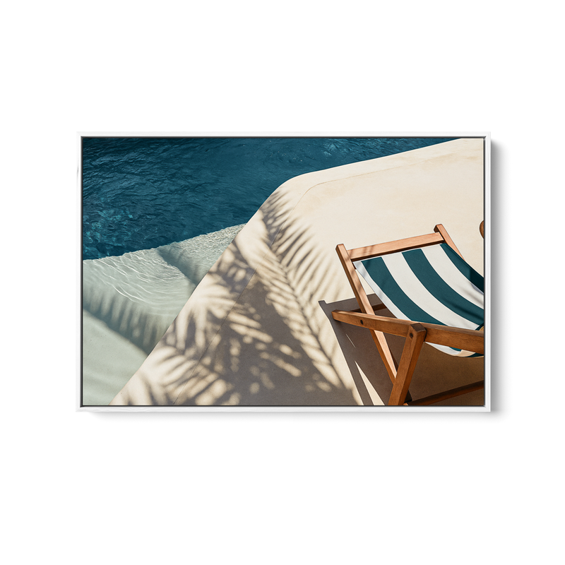 Deck Chair - Blue Beach Coastal Wall Art or Canvas Print