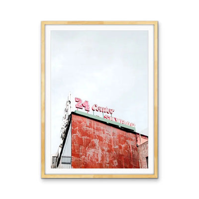 24 Center - Red Vintage Sign  Stretched Canvas Print or Framed Fine Art Print - Artwork - I Heart Wall Art