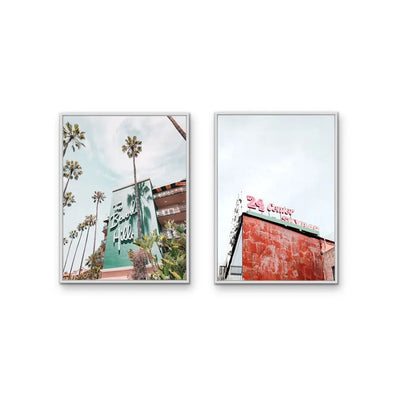 24 Center and Beverly Hills Motel -  Two Piece Stretched Canvas Print or Framed Fine Art Print - Artwork - I Heart Wall Art