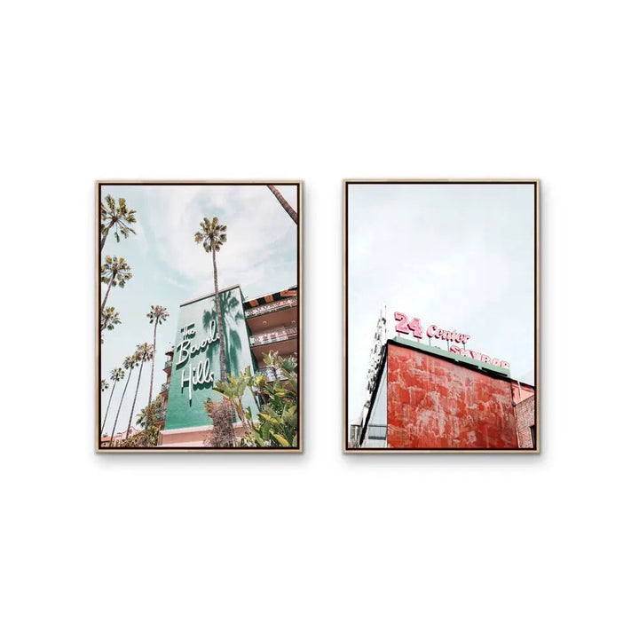24 Center and Beverly Hills Motel -  Two Piece Stretched Canvas Print or Framed Fine Art Print - Artwork - I Heart Wall Art