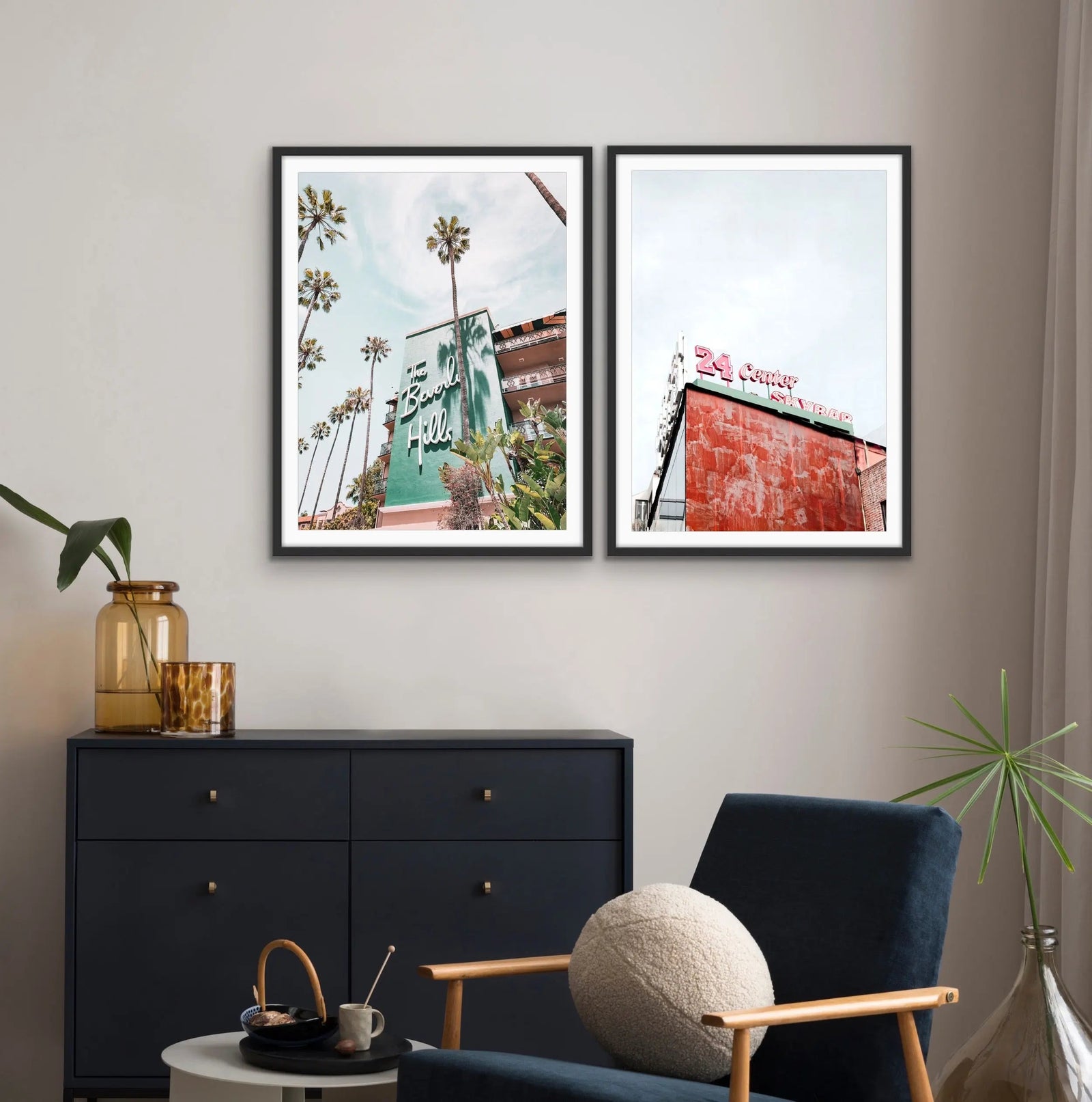 24 Center and Beverly Hills Motel -  Two Piece Stretched Canvas Print or Framed Fine Art Print - Artwork - I Heart Wall Art