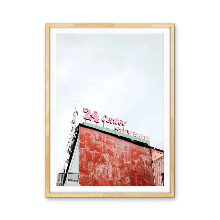 24 Center - Red Vintage Sign  Stretched Canvas Print or Framed Fine Art Print - Artwork I Heart Wall Art Australia
