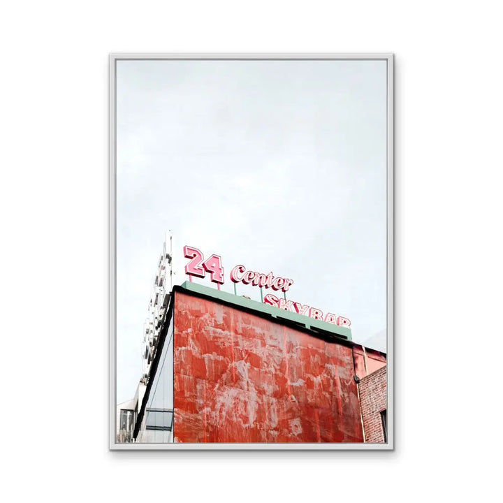 24 Center - Red Vintage Sign  Stretched Canvas Print or Framed Fine Art Print - Artwork I Heart Wall Art Australia