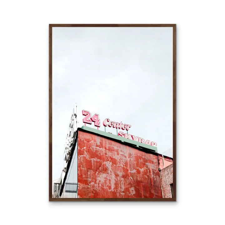 24 Center - Red Vintage Sign  Stretched Canvas Print or Framed Fine Art Print - Artwork I Heart Wall Art Australia