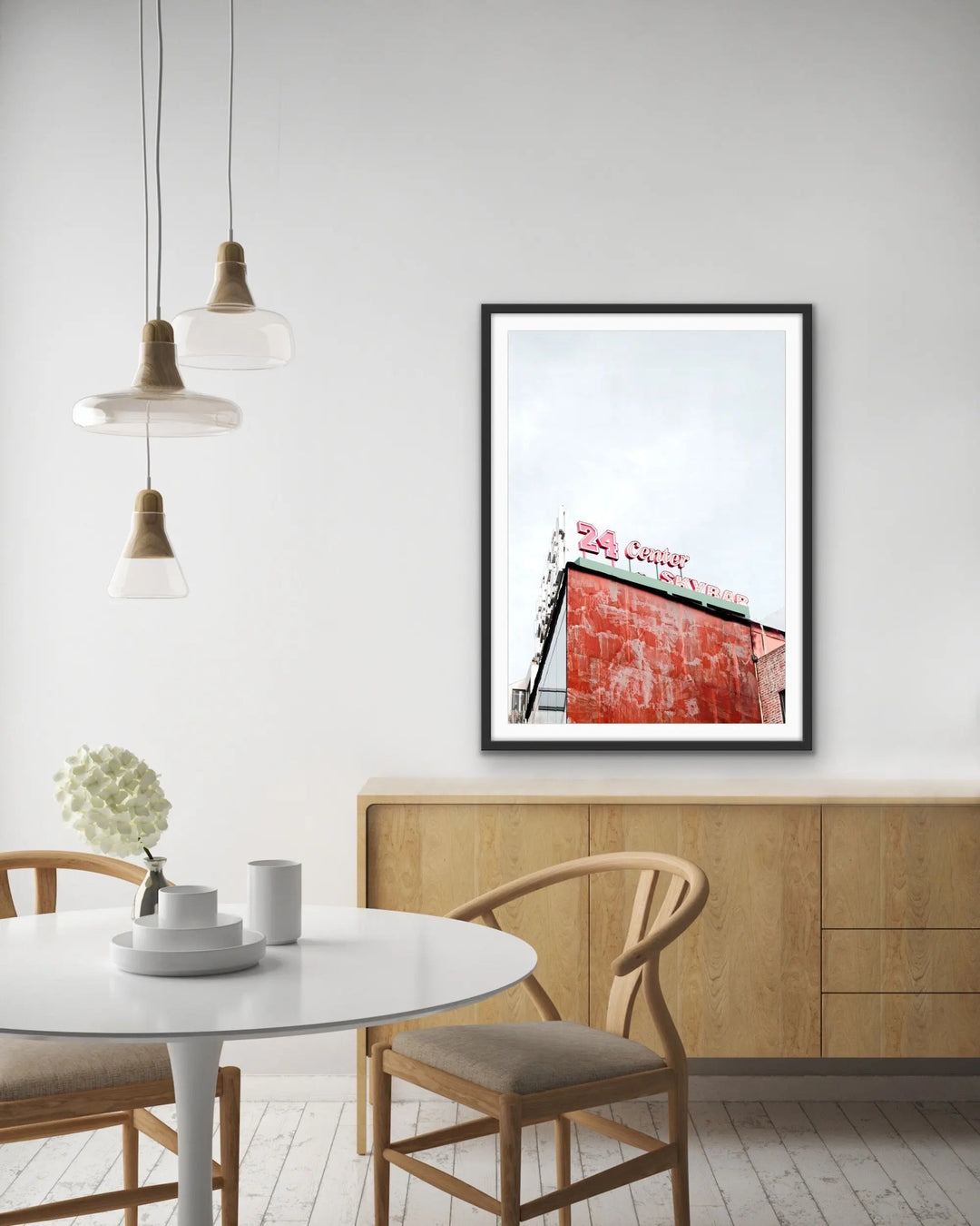 24 Center - Red Vintage Sign  Stretched Canvas Print or Framed Fine Art Print - Artwork I Heart Wall Art Australia