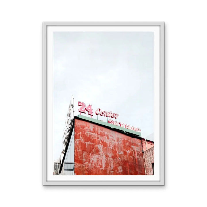 24 Center - Red Vintage Sign  Stretched Canvas Print or Framed Fine Art Print - Artwork I Heart Wall Art Australia