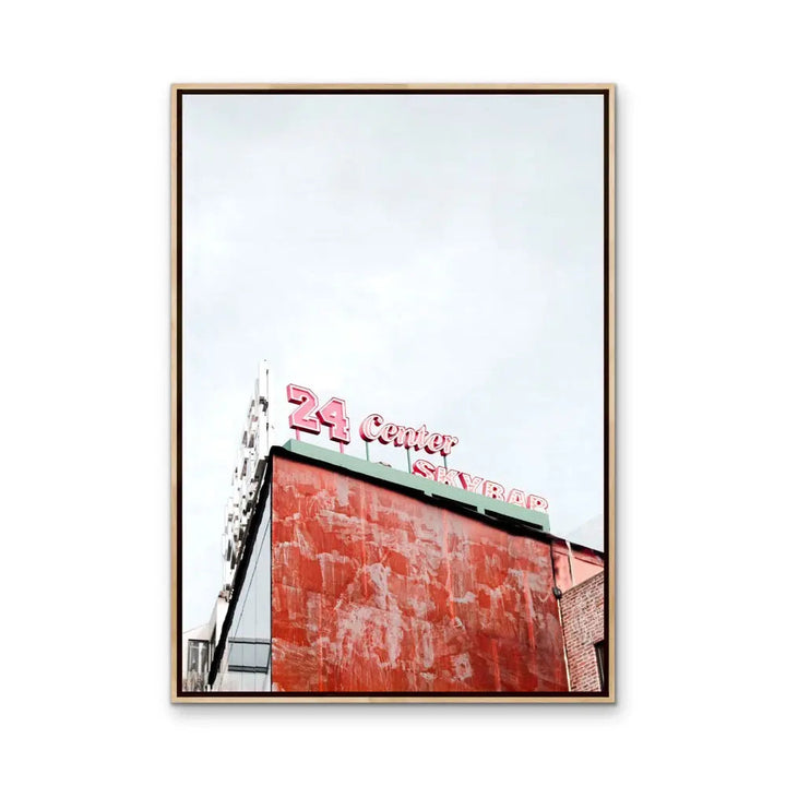 24 Center - Red Vintage Sign  Stretched Canvas Print or Framed Fine Art Print - Artwork I Heart Wall Art Australia