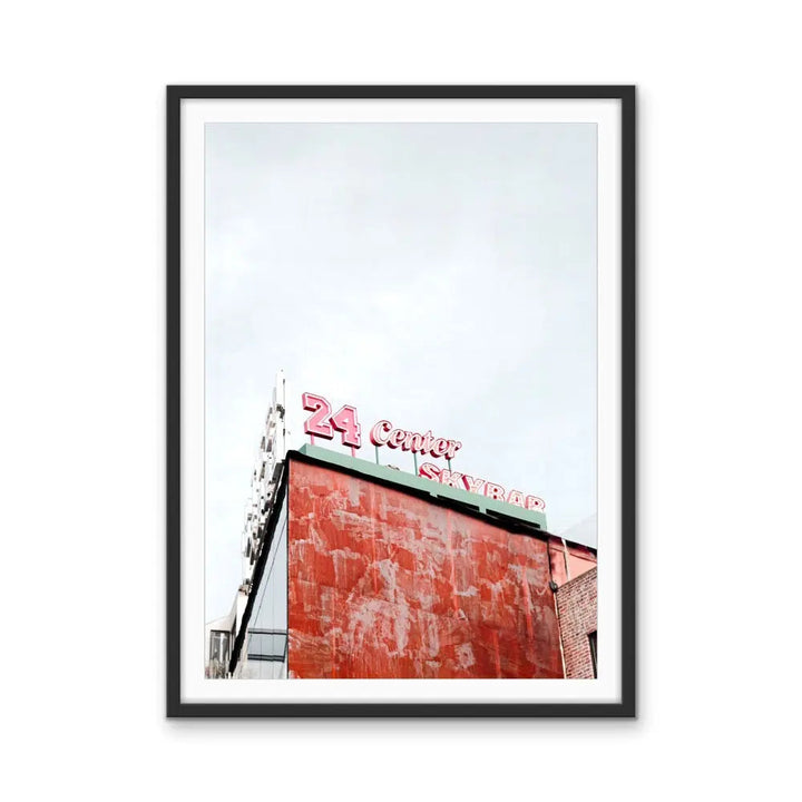 24 Center - Red Vintage Sign  Stretched Canvas Print or Framed Fine Art Print - Artwork I Heart Wall Art Australia