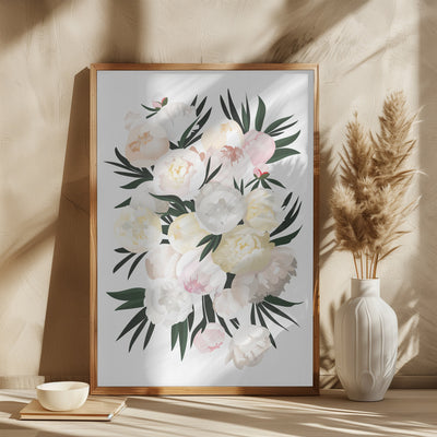 Dara bouquet in white - Square Stretched Canvas, Poster or Fine Art Print I Heart Wall Art