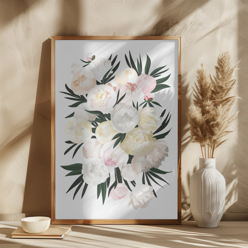 Dara bouquet in white - Square Stretched Canvas, Poster or Fine Art Print I Heart Wall Art