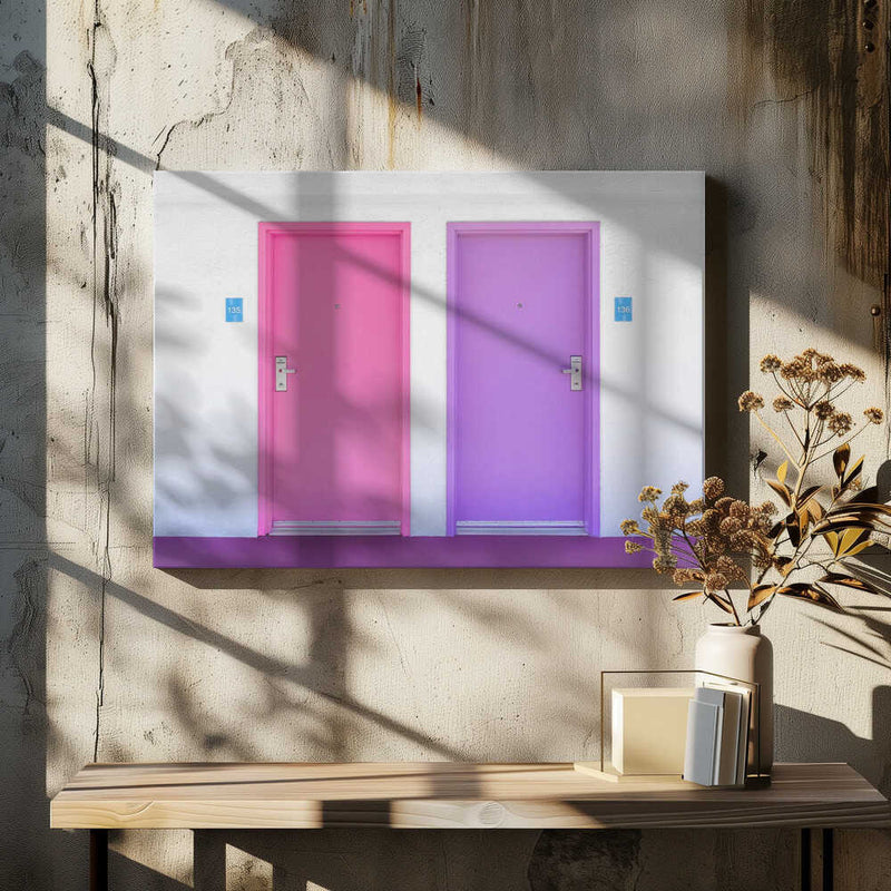 Pink and Purple Doors at the Saguaro - Stretched Canvas, Poster or Fine Art Print I Heart Wall Art