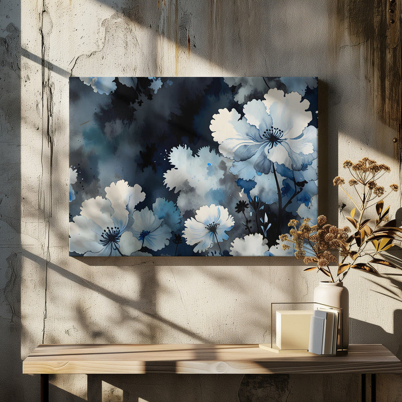 Indigo Petals - Stretched Canvas, Poster or Fine Art Print I Heart Wall Art