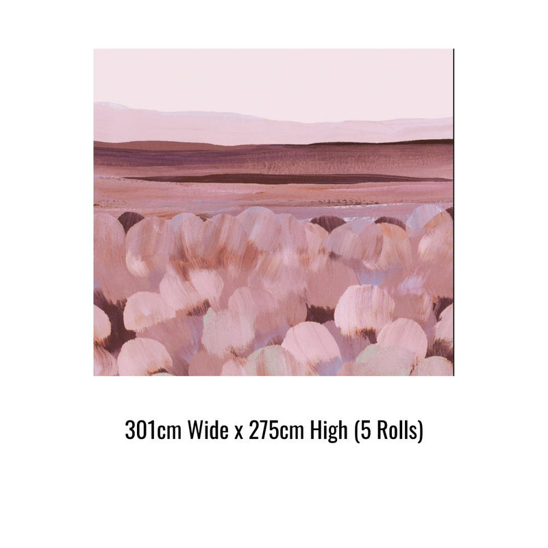 Glowing Horizon Peach and Burgundy - Peel and Stick Wallpaper Mural