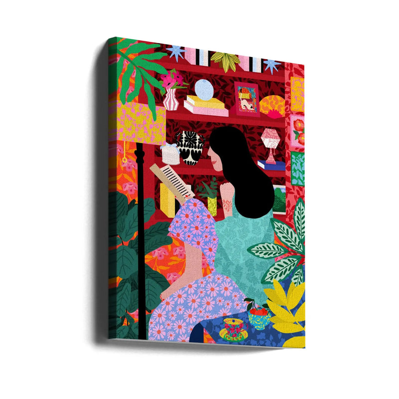 9933x14043 Din 106 Girl Reading Her Favorite Book - Stretched Canvas, Poster or Fine Art Print I Heart Wall Art