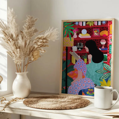 9933x14043 Din 106 Girl Reading Her Favorite Book - Stretched Canvas, Poster or Fine Art Print I Heart Wall Art
