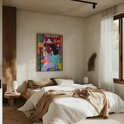 9933x14043 Din 106 Girl Reading Her Favorite Book - Stretched Canvas, Poster or Fine Art Print I Heart Wall Art