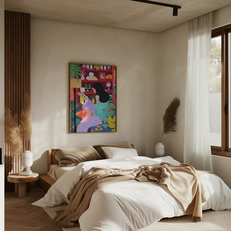 9933x14043 Din 106 Girl Reading Her Favorite Book - Stretched Canvas, Poster or Fine Art Print I Heart Wall Art