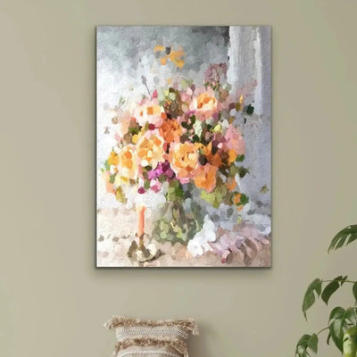 A Corner For Me - A Contemporary Pink and Peach Abstract Floral Print - I Heart Wall Art - Poster Print, Canvas Print or Framed Art Print
