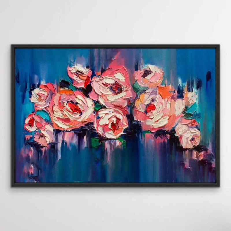 A Golden Day- Bright Floral Abstract Artwork With Flowers Oil Painting Wall Art Print