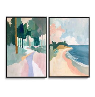 A Long Weekend -  Two Piece Pastel Print Set I Heart Wall Art Australia