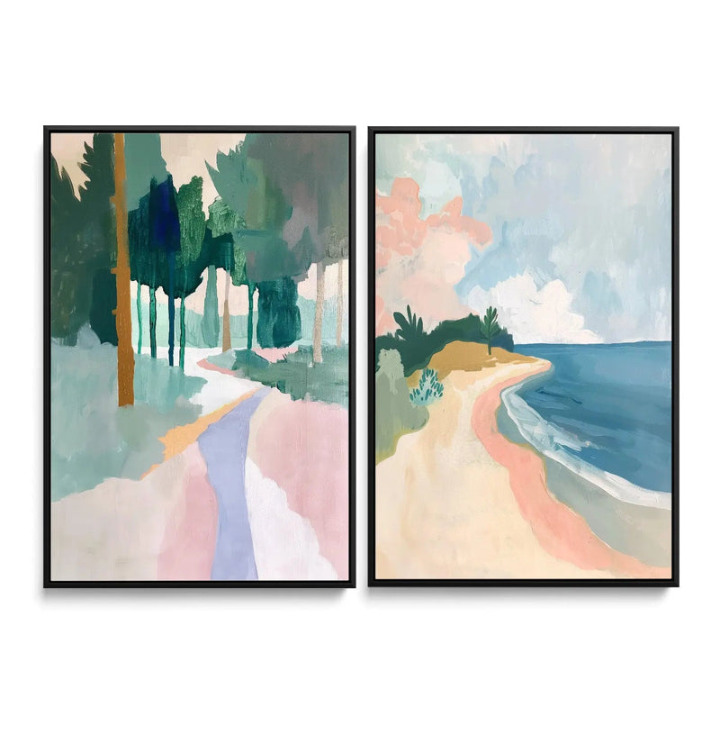 A Long Weekend -  Two Piece Pastel Print Set I Heart Wall Art Australia