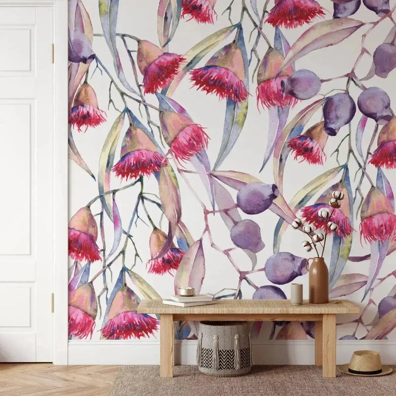 A Perfect Native Garden - Australian Native Garden Watercolour Easy Wallpaper - I Heart Wall Art - Poster Print, Canvas Print or Framed Art Print