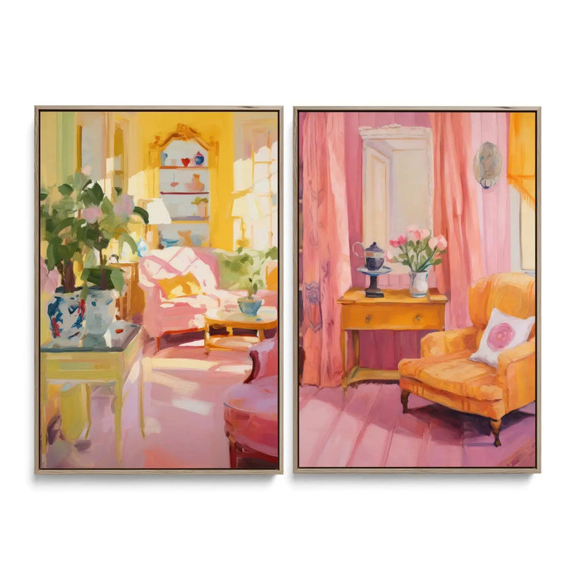 A Place For Reading -  Two Piece Still Life Print Set In Warm Tones I Heart Wall Art Australia