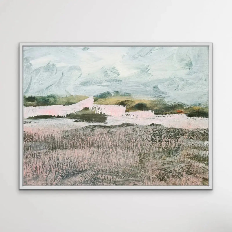 A Place To Remember - Abstract Landscape Pink and Green Print - I Heart Wall Art - Poster Print, Canvas Print or Framed Art Print