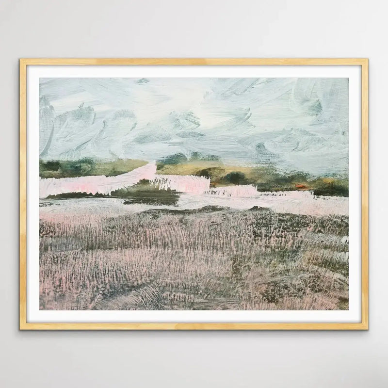 A Place To Remember - Abstract Landscape Pink and Green Print - I Heart Wall Art - Poster Print, Canvas Print or Framed Art Print