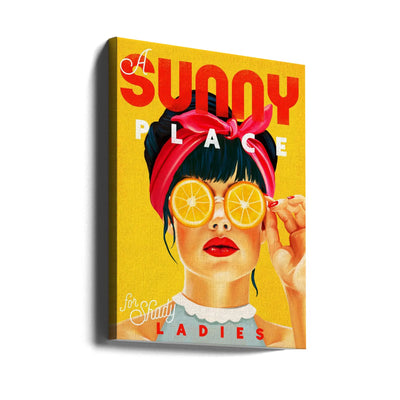 A Sunny Place For Shady Ladies Orange Pinup Art - Stretched Canvas, Poster or Fine Art Print I Heart Wall Art