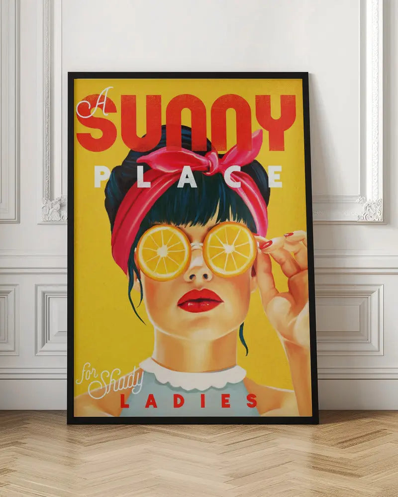 A Sunny Place For Shady Ladies Orange Pinup Art - Stretched Canvas, Poster or Fine Art Print I Heart Wall Art
