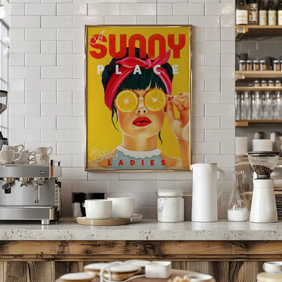 A Sunny Place For Shady Ladies Orange Pinup Art - Stretched Canvas, Poster or Fine Art Print I Heart Wall Art