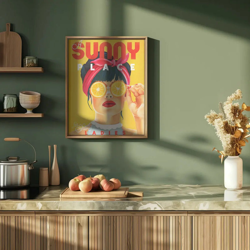 A Sunny Place For Shady Ladies Orange Pinup Art - Stretched Canvas, Poster or Fine Art Print I Heart Wall Art