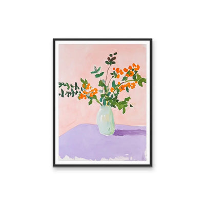 A Sweet Scent - Abstract Pink Purple Orange Flower Vase Wall Art Print I Heart Wall Art Australia