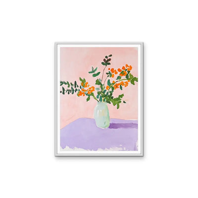 A Sweet Scent - Abstract Pink Purple Orange Flower Vase Wall Art Print I Heart Wall Art Australia