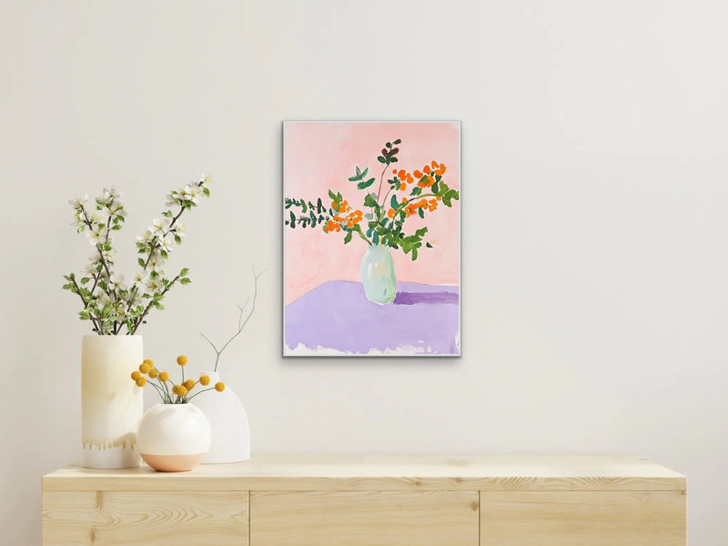 A Sweet Scent - Abstract Pink Purple Orange Flower Vase Wall Art Print I Heart Wall Art Australia