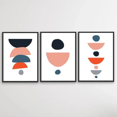 A Valid Question - Three Piece Geometric Red Black Blue Print Set Triptych - I Heart Wall Art