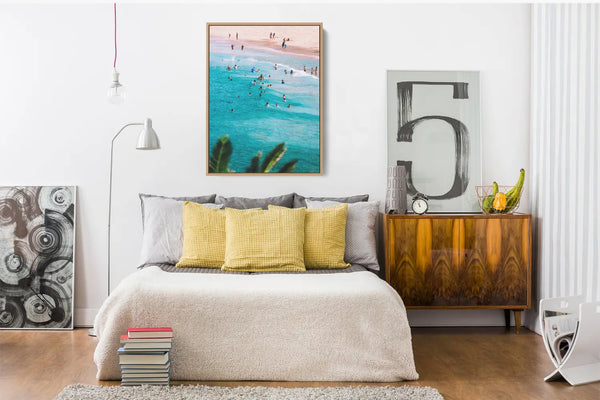 People On The Beach Stretched Canvas Wall Art