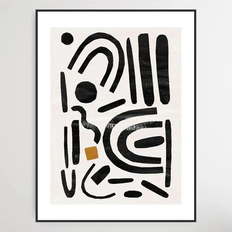 Abstract Modern Shapes Poster Black Color 20 - Abstract Print Collection