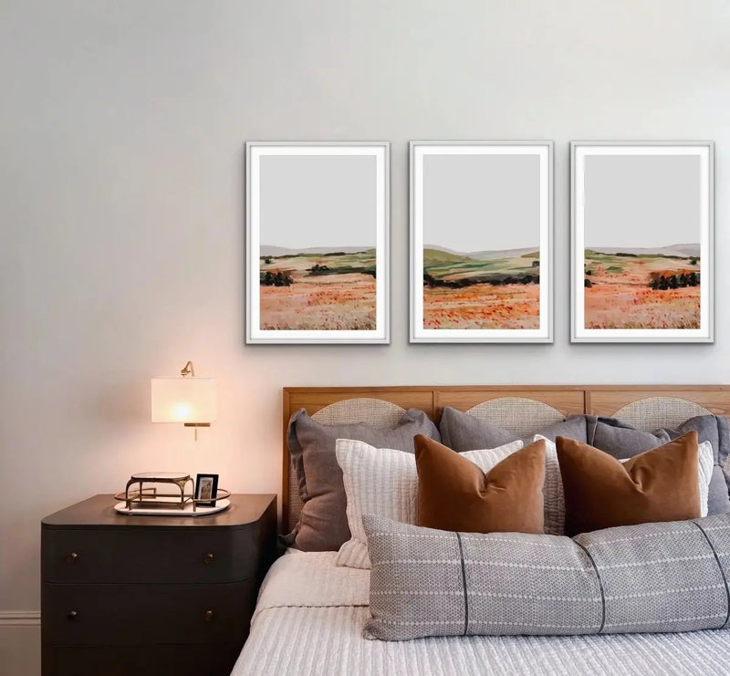 Afternoon View - Three Piece Landscape Print Set Triptych - I Heart Wall Art - Poster Print, Canvas Print or Framed Art Print