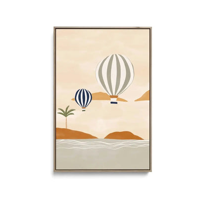 Air balloons In Dessert by Ivy Green Illustrations - Stretched Canvas Print or Framed Fine Art Print - Artwork - I Heart Wall Art - Poster Print, Canvas Print or Framed Art Print