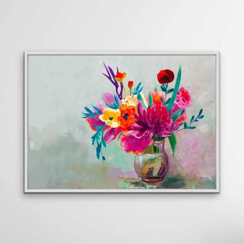 All For You - Bright Colourful Canvas Print With Bouquet Of Flowers - I Heart Wall Art - Poster Print, Canvas Print or Framed Art Print