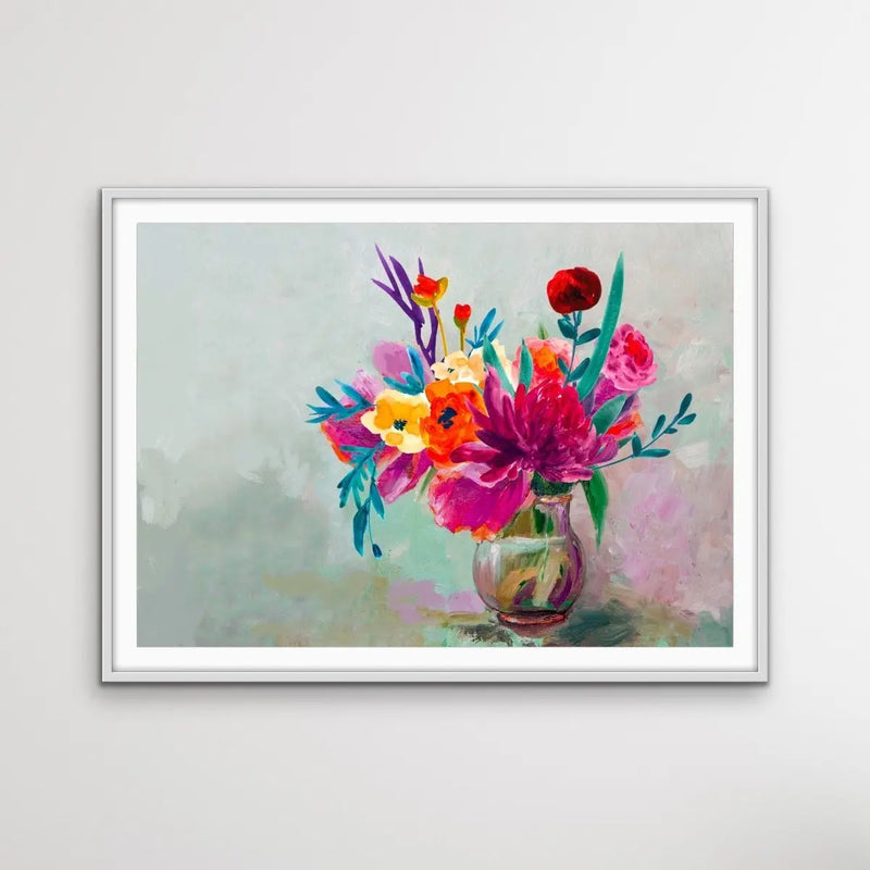 All For You - Bright Colourful Canvas Print With Bouquet Of Flowers - I Heart Wall Art - Poster Print, Canvas Print or Framed Art Print