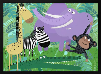 Animals Hanging Out in the Jungle by Carla Daly - Stretched Canvas, Poster or Fine Art Print I Heart Wall Art