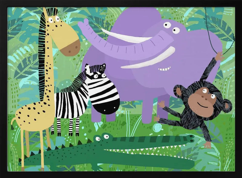 Animals Hanging Out in the Jungle by Carla Daly - Stretched Canvas, Poster or Fine Art Print I Heart Wall Art